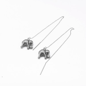 Pendientes colgantes de elefante de acero y titanio a la moda de Yunnique, pendientes con forma de animal y cadena larga para mujer, accesorios - Product Image 3