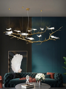 Lampada a Sospensione a Forma di Ramo in Rame per Ristorante, Bancone Bar Sala da Tè, Design Moderno, Lampada in Cristallo a Forma di Rondine in Stile Artistico Cinese - Product Image 2