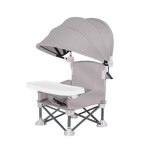 Siège d'appoint gris moelleux <span class=keywords><strong>compact</strong></span> et pliant pour bébé avec plateau à manger, pique-nique de voyage, camping, plage, chaise d'alimentation pour bébé - Product Image 1
