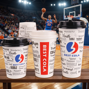 Vaso de Papel Desechable de 12 oz Personalizado con Doble Revestimiento para Bebidas Frías, <span class=keywords><strong>Pepsi</strong></span> Cola, con Tapas Recicladas para Cappuccino, Té con Leche, Cola, Café - Product Image 4