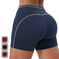 Shorts de sport pour femme, effet push-up, avec coutures contrastées, leggings courts, extensibles dans 4 directions, shorts de yoga taille haute, contrôle du ventre