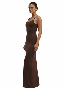 Özel Logo Marka İkinci Cilt Sıkıştırmalı Ayarlanabilir Askılı Çift Katmanlı Kadın Denizkızı Şeklinde Maxi Elbise - Product Image 4