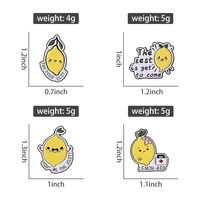 En gros, Nouvel arrivage de broches et épingles en métal, série Citron Mignon, motif Citron de Dessin Animé Créatif, pour Wish, badges de bijouterie en métal