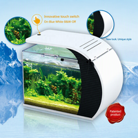 Aquarium de bureau JSD Arc avec filtre intégré, éclairage LED tactile, design de tuyau de pluie, petit aquarium en verre pour la décoration de la maison ou du bureau