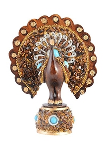 Handcrafted Wooden <b>Peacock</b> Figurine Bohemian Mosaic Home Decor Indoor Tabletop <b>Ornament</b> Living Room Art Piece - Product Image 4