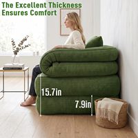 Sofá Cama Plegable 3 en 1, Sillón Convertible con Reposabrazos, Futón de Corduroy sin Estructura con Almohada para Sala de Estar