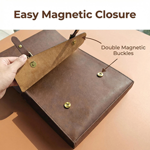Porte-documents en cuir avec fermeture magnétique et logo personnalisé, avec insert pour <span class=keywords><strong>album</strong></span> photo, sac organisateur pour cadeau d'affaires exécutif - Product Image 2