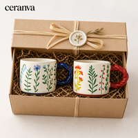 Tasses à café en céramique empilables personnalisées peintes à la main avec logo OEM/ODM Support de tasse cadeau pour la maison pour les ventes à domicile