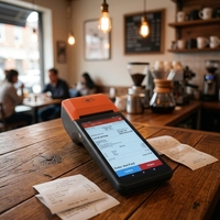 Terminal de point de vente Android 14 commercial avec imprimante thermique intégrée de 58 mm pour la commande de repas en ligne dans les restaurants