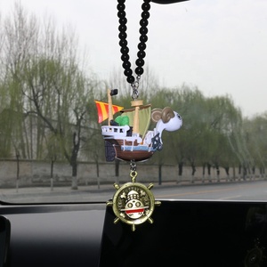 Cool Cartoon <span class=keywords><strong>One</strong></span> Pieces Ship Car Pendentif Avec Longes Décoration Figurines Anime Voiture Rétroviseur Pendentif Accessoires - Product Image 1