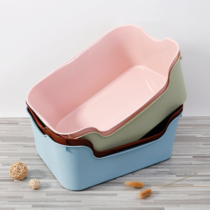 <b>Cat</b> Litter <b>Box</b> Rectangle Plastic Easy Clean Semi Enclosed For <b>Cats</b> Daily Use - Product Image 3