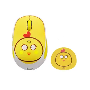 Universal Silent Laptop and Desktop Computer Cartoon Mouse Cute Girl Wireless Mouse with Adjustable DPI and Battery Power