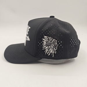 Performance Waterproof Sporty Leopard 3D Embroidery Laser Cut Hole Polyester 5 Panel Snapback Customizable Sports <b>Caps</b> - Product Image 4
