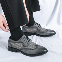 Chaussures habillées décontractées d'été pour hommes, avec logo personnalisé, MOQ1, en tissu extensible, style brogues plates, pour mariage et soirée, design en maille, Zapatos De