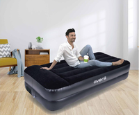 Vente en gros matelas pneumatique gonflable surélevé Surface floquée BeamRest Airbed avec pompe électrique AC intégrée et oreiller