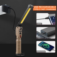 Lampe de barbecue magnétique à LED rechargeable de type C avec crochet de remise, rotation à 180 degrés 7 modes de lampe de travail LED COB pliable