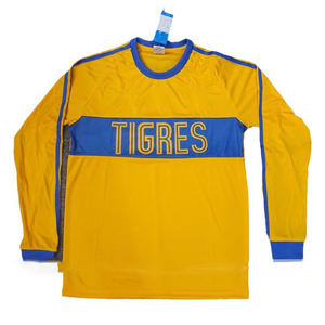 Jersey Sepak Bola Pria Mexico Tigers Kuning Lengan Panjang 2025 Jersey Retro Harimau Logo Kustom Pengiriman Cepat - Product Image 1