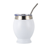 BORGE 12oz Double Paroi En Acier Inoxydable Vide Argentine Yerba Mate Gourde Mate Tasse À Thé Avec Bombollia Cuillère Paille