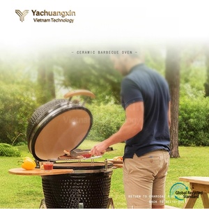 Parrilla Kamado de Cerámica para Barbacoa con Carbón, Asador para Exteriores, Cocina para Patio con Estantes Laterales y Carrito para Camping - Product Image 2