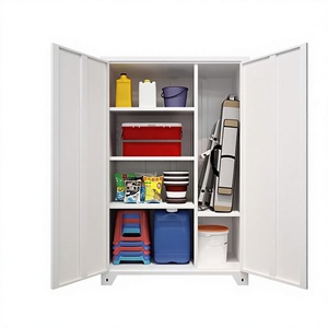 Armoire de rangement pour matériel de pêche blanche à 2 portes, rangement pour garage et sous-sol, résistante à l'humidité, grande capacité, serrure à combinaison, organisateur en métal - Product Image 1