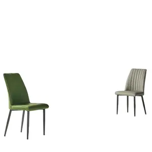 Стильные обеденные стулья середины века, кожаные металлические ножки, обеденный стул из полиуретана, хромированный стул для гостиной, современный обеденный стул