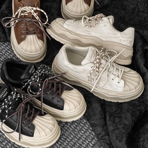 Double shoelaces thick-soled platform women's versatile lace-up sports casual <b>height</b>-<b>increasing</b> fashionable white <b>shoes</b> - Product Image 4