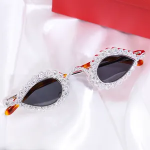 Yu Ying Luxury ice out Moissanite Glass Trendy Shades For Men Sunglasses Moissanite Diamond Sunglass