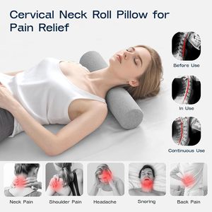 गर्दन दर्द राहत के लिए हरी गर्दन रोल गर्भाशय ग्रीवा तकिया-बिस्तर के लिए मेमोरी फोम गर्दन तकिया 16*6.3*6.3 इंच - Product Image 3