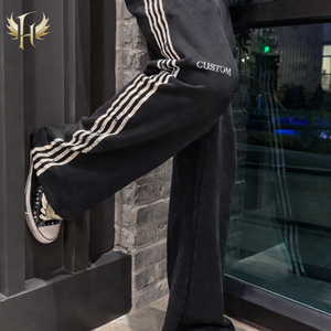<span class=keywords><strong>Pantaloni</strong></span> da Jogging HUITENG Personalizzati per <span class=keywords><strong>Uomo</strong></span>, 100% Cotone French Terry, Vita Elastica, <span class=keywords><strong>Tasche</strong></span>, Stampa a Righe, Strass Vintage - Product Image 2