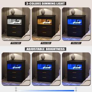 Chevet intelligent personnalisable pour chambre à coucher avec <span class=keywords><strong>tiroir</strong></span>, compartiment secret verrouillable, charge sans fil, conception à capteur et lumière LED - Product Image 5