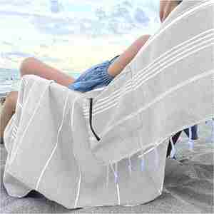 Latest Design High Quality Warm Style 100% Cotton Soft Touch Long Lasting <b>Turkish</b> Stripe Zipper Pocket Beach <b>Towel</b> - Product Image 1