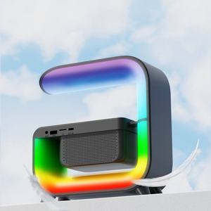 Cargador Inalámbrico Rápido 5 en 1 con Forma de G, Recargable por USB, Lámpara Inteligente con Luz Ambiental LED RGB, Altavoz Bluetooth y Reloj para el Hogar - Product Image 6