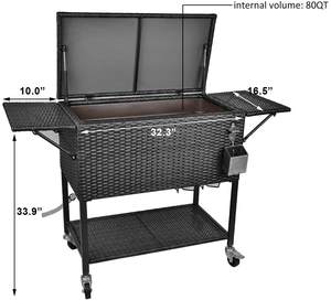 Hoge Druk Schuimende Techno 80QT Rolling Rotan Koeler Winkelwagen 80QT Amazon - Product Image 4