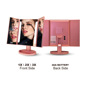 Vergrotende Make-Up Led Spiegel Make-Up Tafel Spiegel Smart Touch Control <span class=keywords><strong>Stand</strong></span> Up Bureau Licht Ijdelheid Drievoudige Make-Up Led Spiegel - Product Image 2