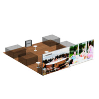 Stand d'exposition modulaire 12*8M sur le thème de la piscine avec pods de réunion et mur arrière ouvert, portable pour salon professionnel