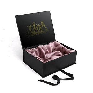 Custom Magnetic Closure Wig Hair Gift Boxes Matt Black Luxury Flap Lid Packaging large Cardboard magnetic gift box