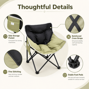 Two-Tone Thickened <b>Folding</b> Modern Stainless Steel <b>Moon</b> <b>Chair</b> Portable Outdoor Camping Picnic Beach Garden Outdoor Furniture - Product Image 6