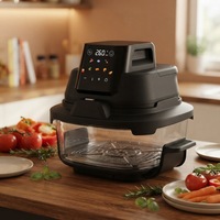 Friteuse à air numérique en verre de 4,5 L, four à air multifonction à écran tactile avec 8 menus prédéfinis, friteuse saine sans huile