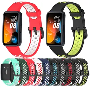 Zweifarbiges Silikon armband für Huawei Band 8 Weich gummi armband Sport armband Für Huawei Atmungsaktives verstellbares Armband