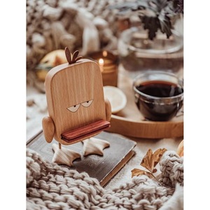 Soporte de Madera para Teléfono con Cara de Abeja Triste, Decoración de Escritorio de Madera de Haya, Regalo Portátil para Oficina y Hogar - Product Image 4