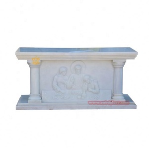 Diseño moderno de mármol blanco Altar de sacrificio Mesa Iglesia Tema Muebles Adornos Escultura para la venta - Product Image 2
