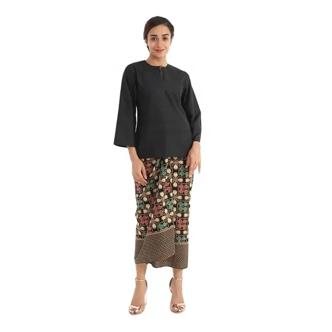 SIPO Sederhana Kain Batik Modern Pakaian Muslim Kebugaran Baju Kurung Pakaian Musim Gugur Islam Baju Raya Wanita Lady Maxi Dresses