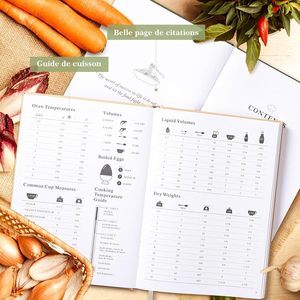 Carnet de recettes Lanpn White B5, <span class=keywords><strong>livre</strong></span> de <span class=keywords><strong>cuisine</strong></span> vierge à <span class=keywords><strong>remplir</strong></span>, couverture rigide embossée, organiseur de <span class=keywords><strong>cuisine</strong></span>, cadeau familial - Product Image 4