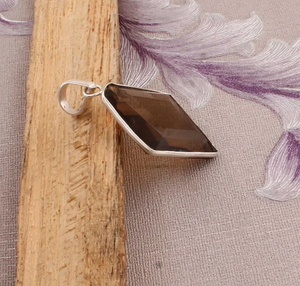 Pendentifs et breloques élégants en argent sterling 925, avec pierre précieuse en quartz brun faite à la main, plaqué or rhodié, classique pour anniversaire - Product Image 4