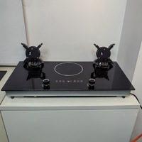 Table de cuisson vitrocéramique encastrable 3 brûleurs 5000W avec surface en verre trempé, à commande rotative, compatible gaz et électrique, pour usage domestique, modèle Magic Disc transfrontalier