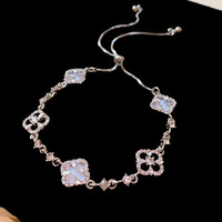 Bracelet tennis de luxe en argent plaqué or avec zircon rond taille brillant motif floral, tendance et haut de gamme, idéal comme cadeau