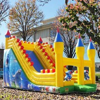 Tobogán Acuático Inflable Gigante de PVC con Forma de Barco Pirata para Exteriores, Garantía de 3 Años, Incluye Soplador, Kits de Reparación y Fácil Instalación