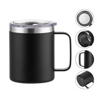 Tasse de camping isotherme en acier inoxydable 12 oz, gravée au laser, avec revêtement en poudre, pour voyage en extérieur, cadeau, marque privée, MOQ flexible