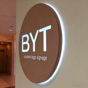 Custom Logo Signage Round Wall Mount <b>LED</b> <b>Lighted</b> Sign Board Indoor Office Brand Sign for Shop Store - Product Image 1