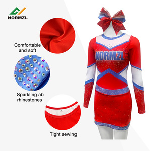 Uniformes de <span class=keywords><strong>Cheerleading</strong></span> rouges Strass Sublimation Cheer Warm up Set Uniformes de Cheer à manches longues - Product Image 5
